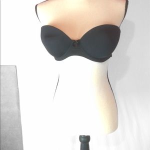 Body Form Black strapless padded bra 36C EUC